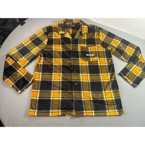 Dogg Supply Plaid Flannel Shirt Mens Medium Yellow Black Y2K Streetware Hip Hop